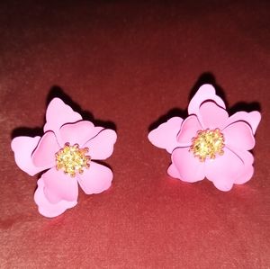 Pink Flower Blossom Earrings 3D Floral Pretty Realistic Flowers New